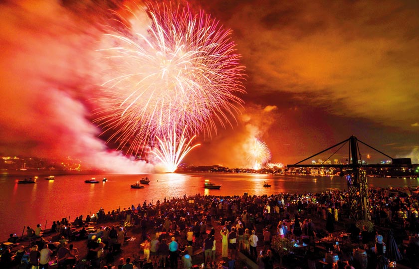 New Year’s Eve fireworks over Sydney Harbour as seen from Cockatoo Island.